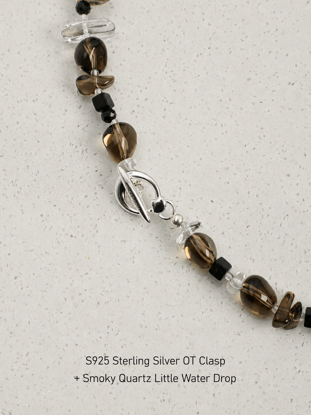 Pre-order|Handmade Smoky Quartz & Baroque Pearl Necklace – S925 Sterling Silver Modern Style