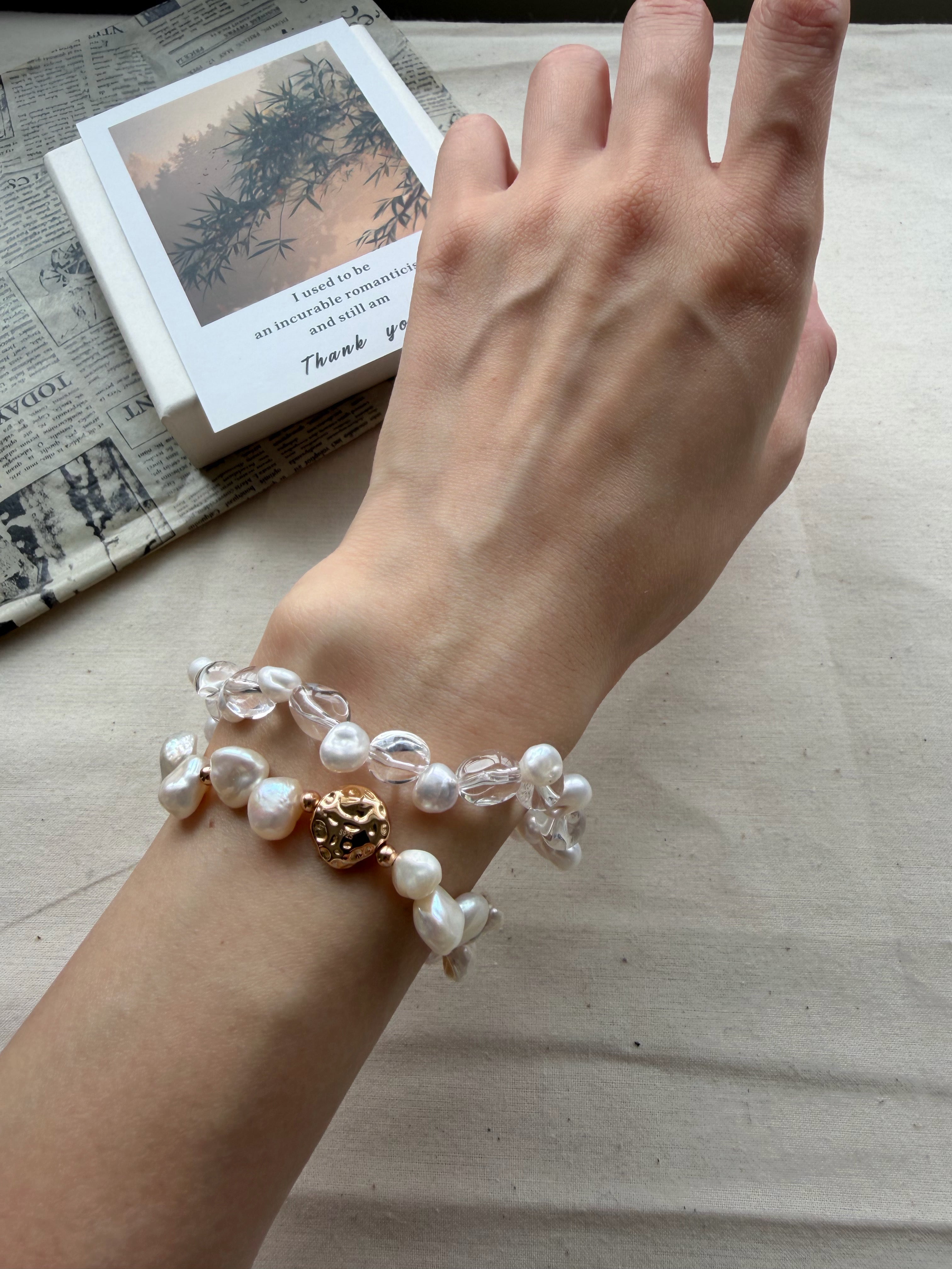 Celestial Coin Baroque Pearl Necklace & Bracelet – 18K Gold Plated S925 Sterling Silver Vintage Styl