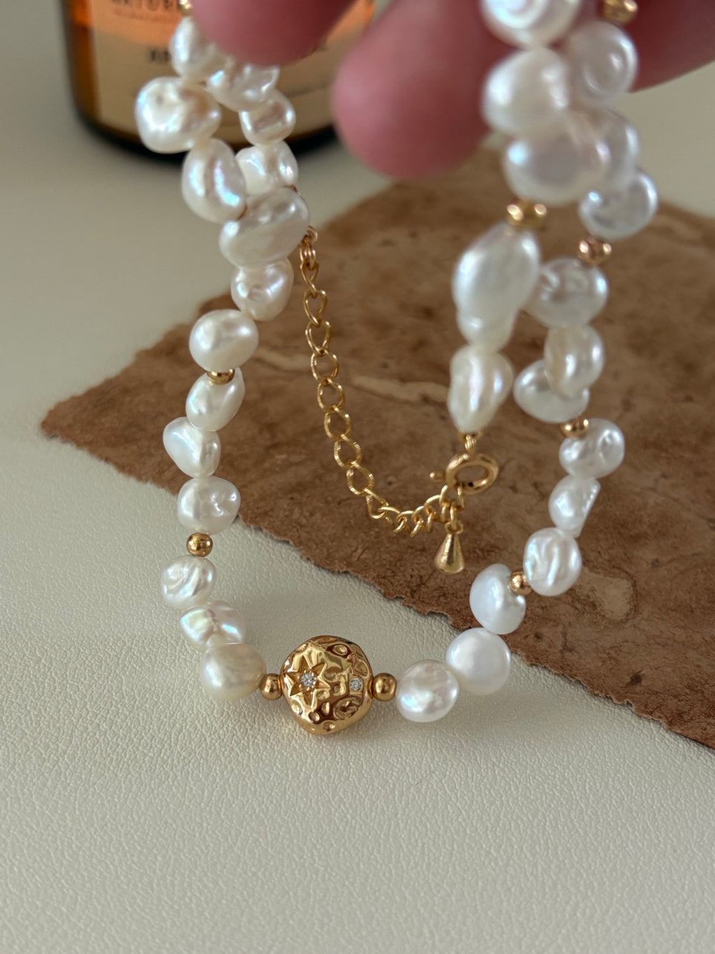 Celestial Coin Baroque Pearl Necklace & Bracelet – 18K Gold Plated S925 Sterling Silver Vintage Styl