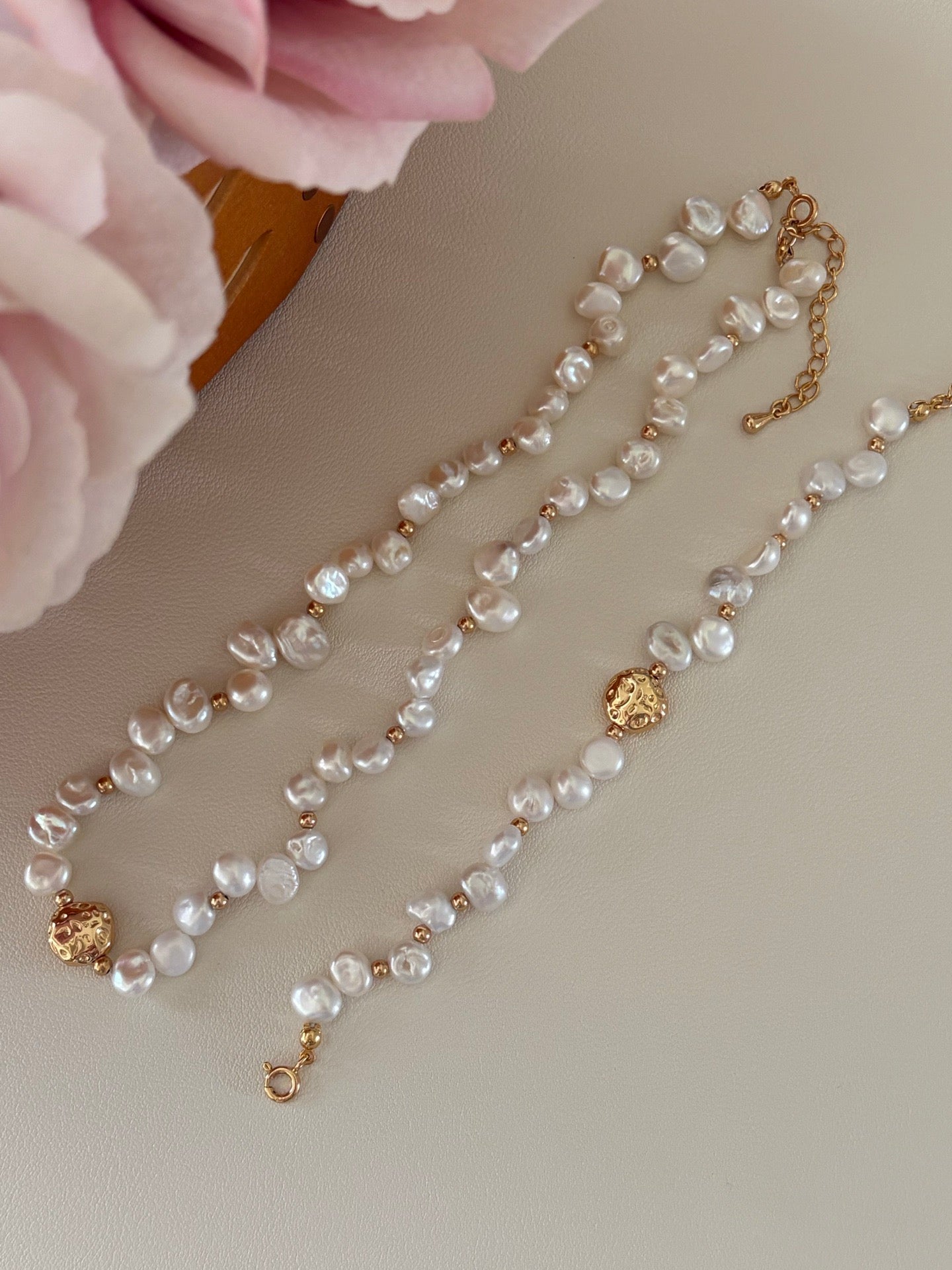 Celestial Coin Baroque Pearl Necklace & Bracelet – 18K Gold Plated S925 Sterling Silver Vintage Styl