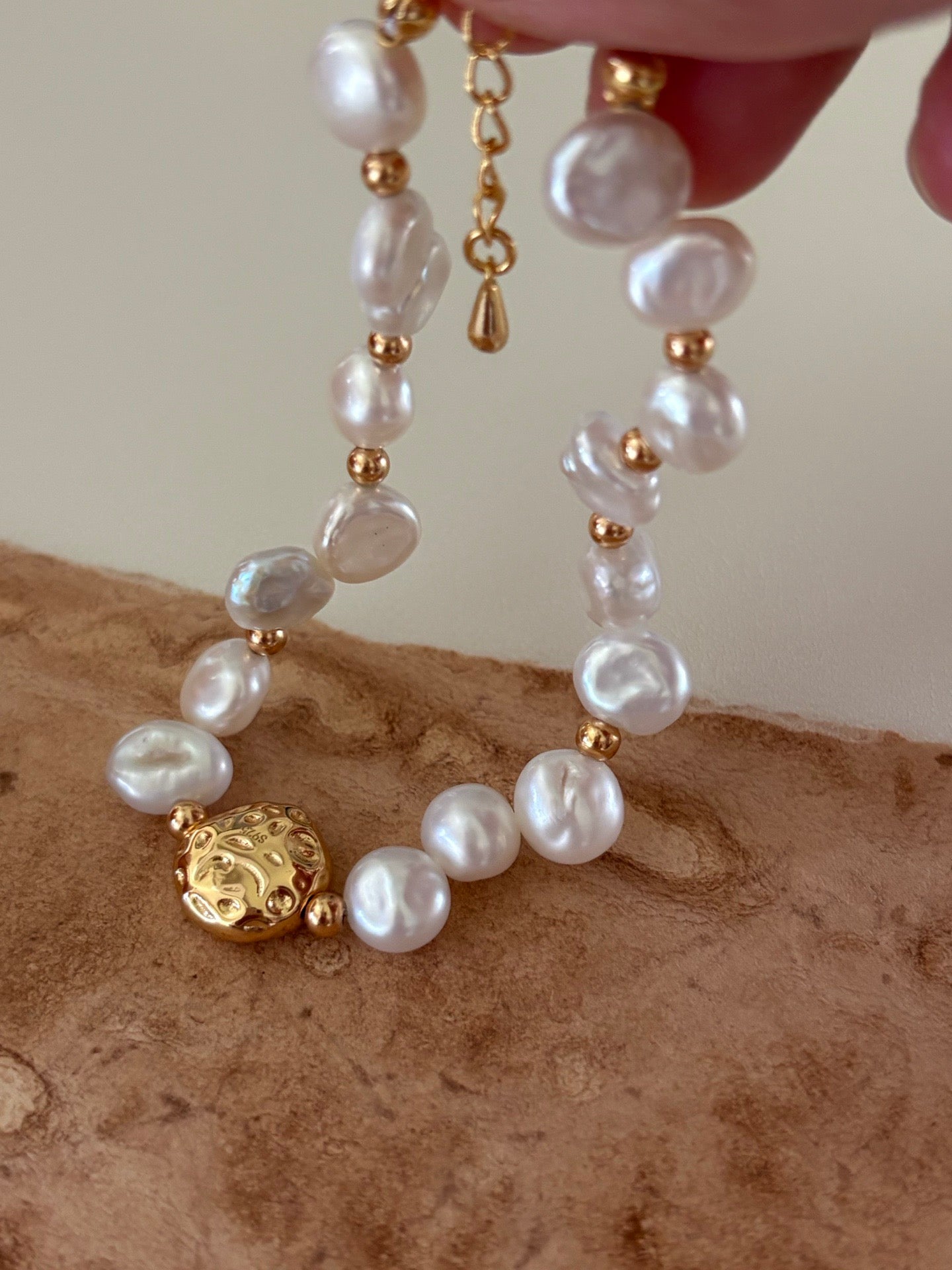 Celestial Coin Baroque Pearl Necklace & Bracelet – 18K Gold Plated S925 Sterling Silver Vintage Styl