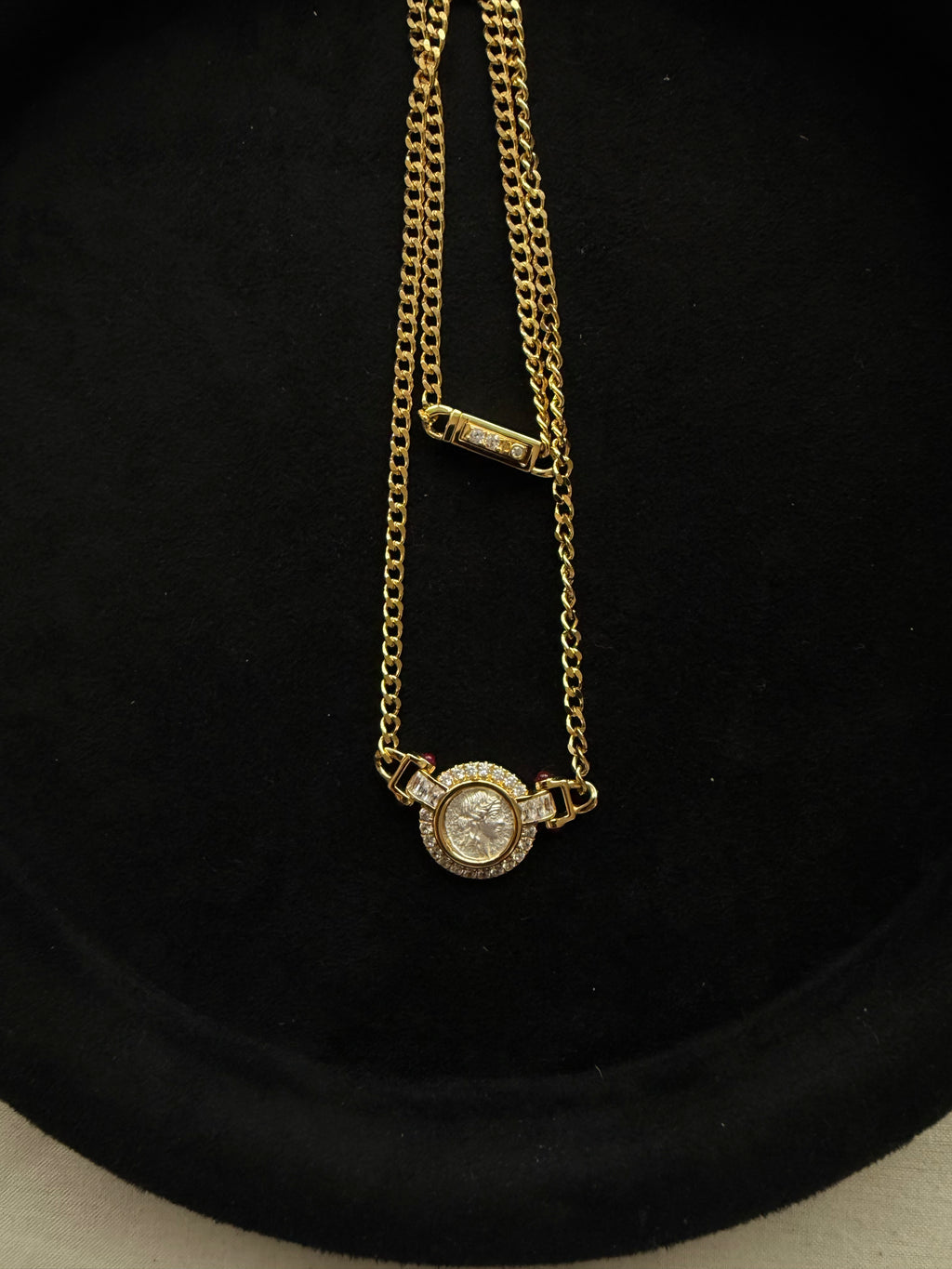 Vintage Coin Pendant Necklace - 925 Sterling Silver 18K Gold Plated