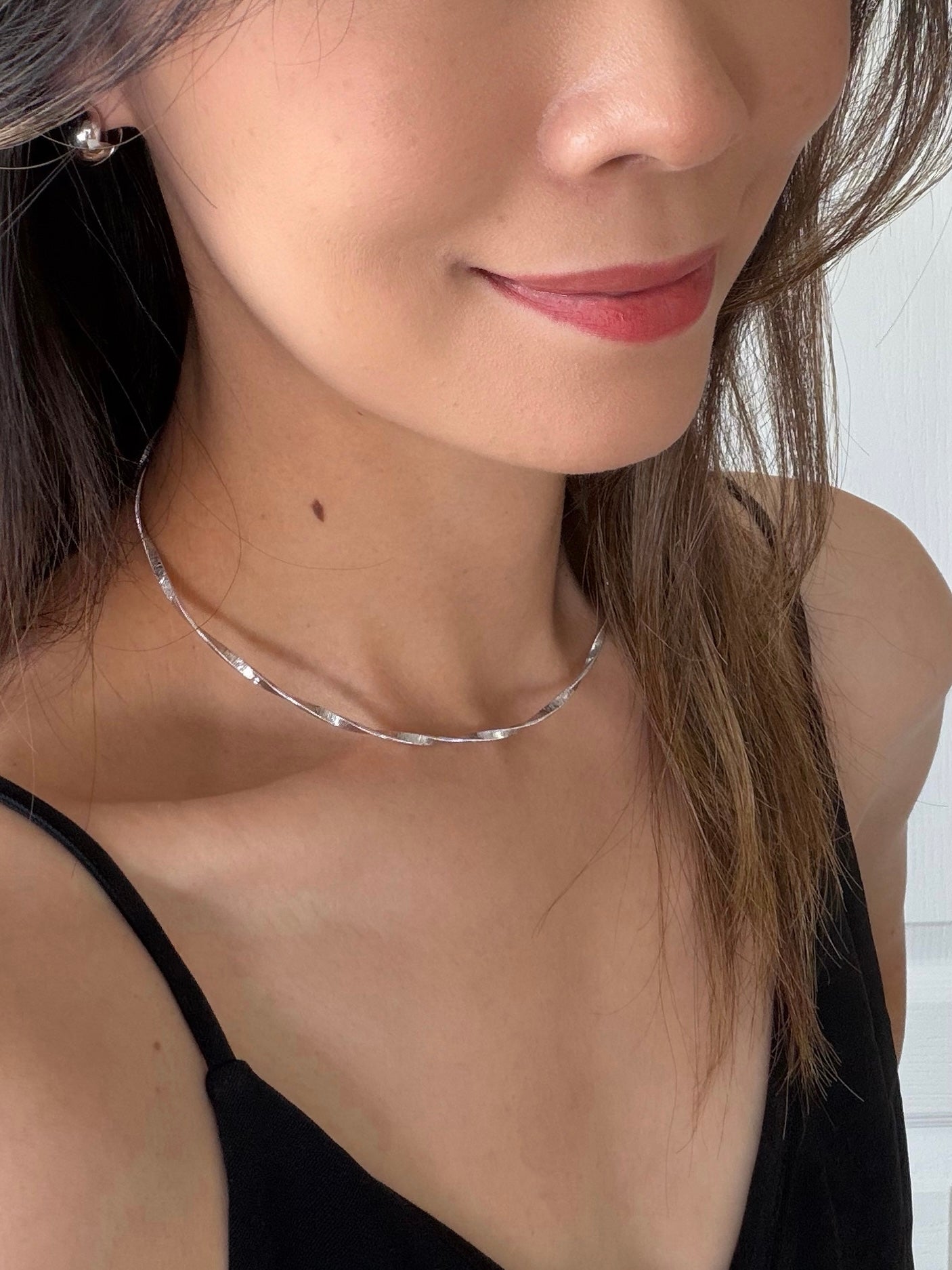 Italian Laser-Cut Twisted Layering Chain Necklace – S925 Sterling Silver