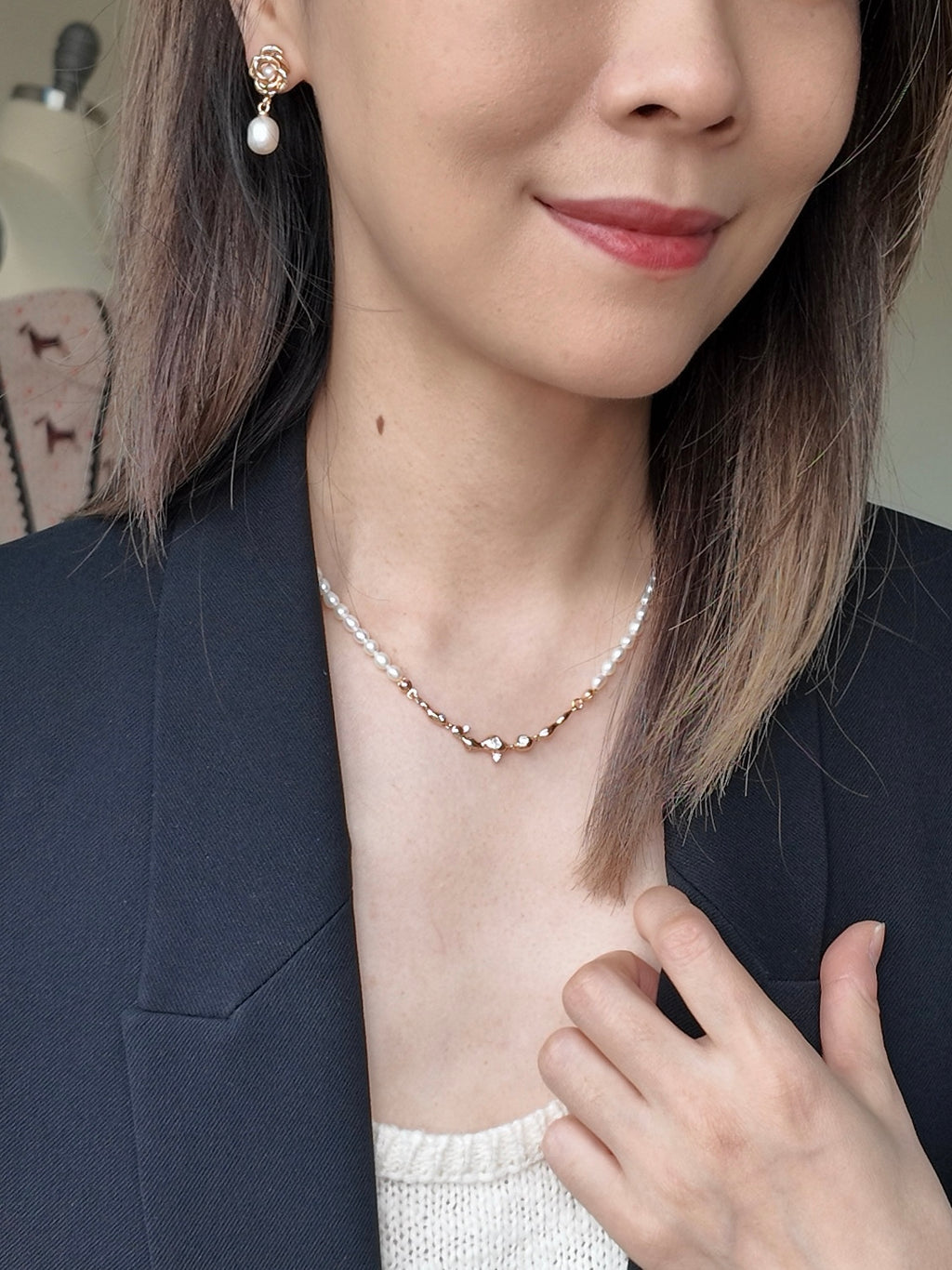Starlight Vine Pearl Necklace – 18K Gold Plated S925 Sterling Silver