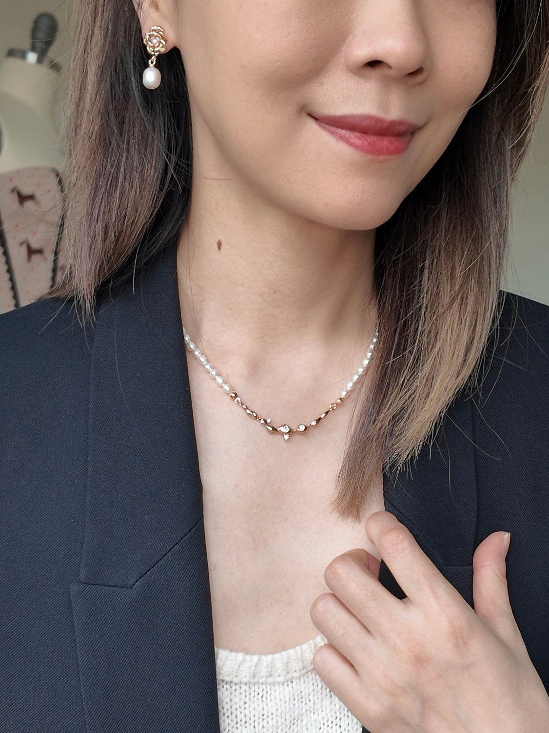Starlight Vine Pearl Necklace – 18K Gold Plated S925 Sterling Silver