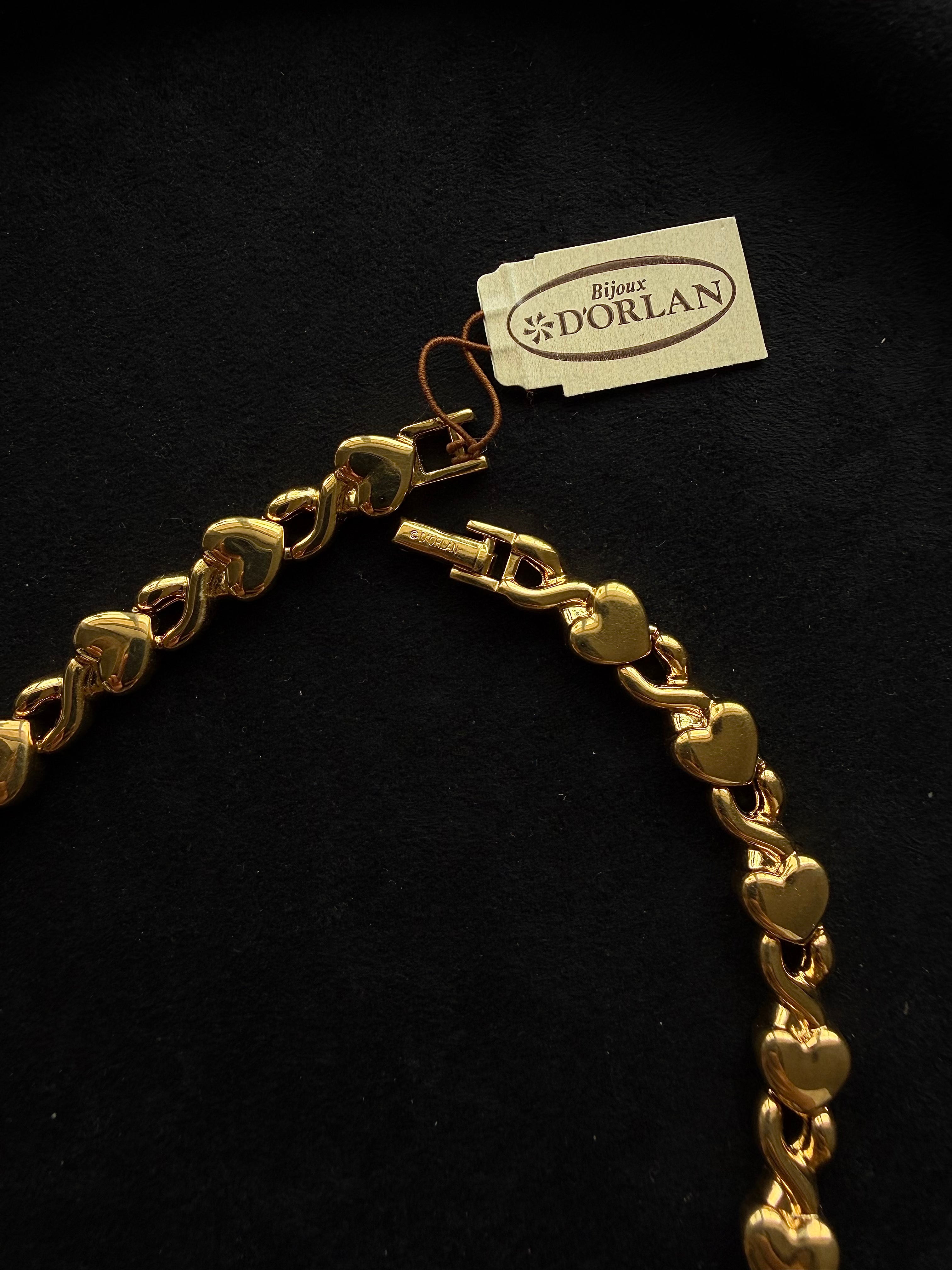 D’ORLAN Vintage Heart Choker – 22K Gold Plated Vintage New (Old Stock)