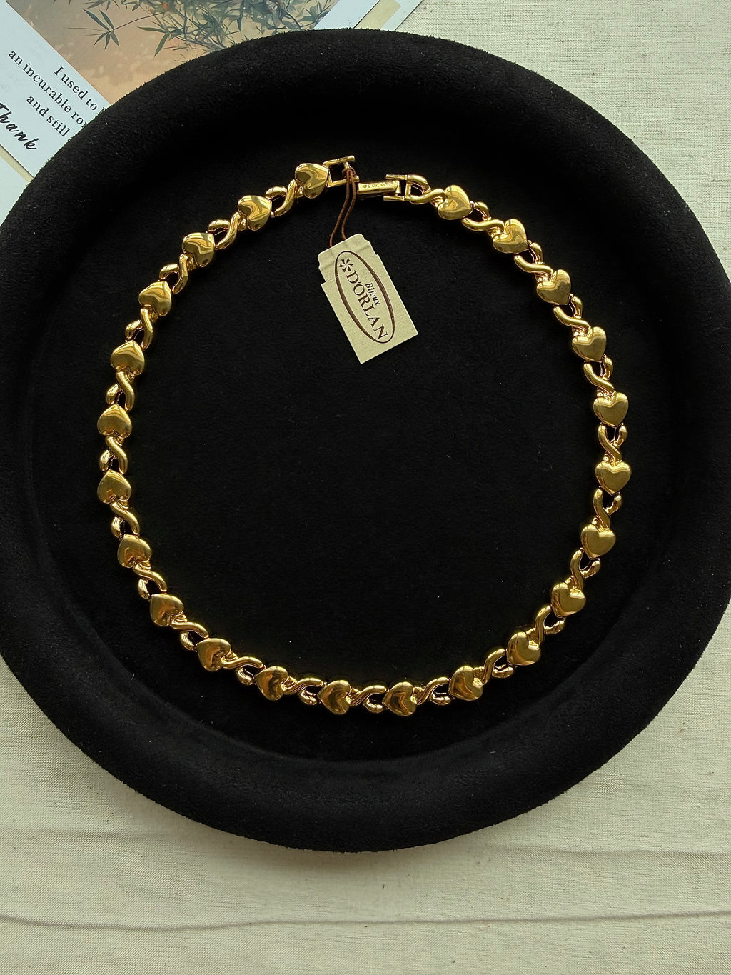 D’ORLAN Vintage Heart Choker – 22K Gold Plated Vintage New (Old Stock)