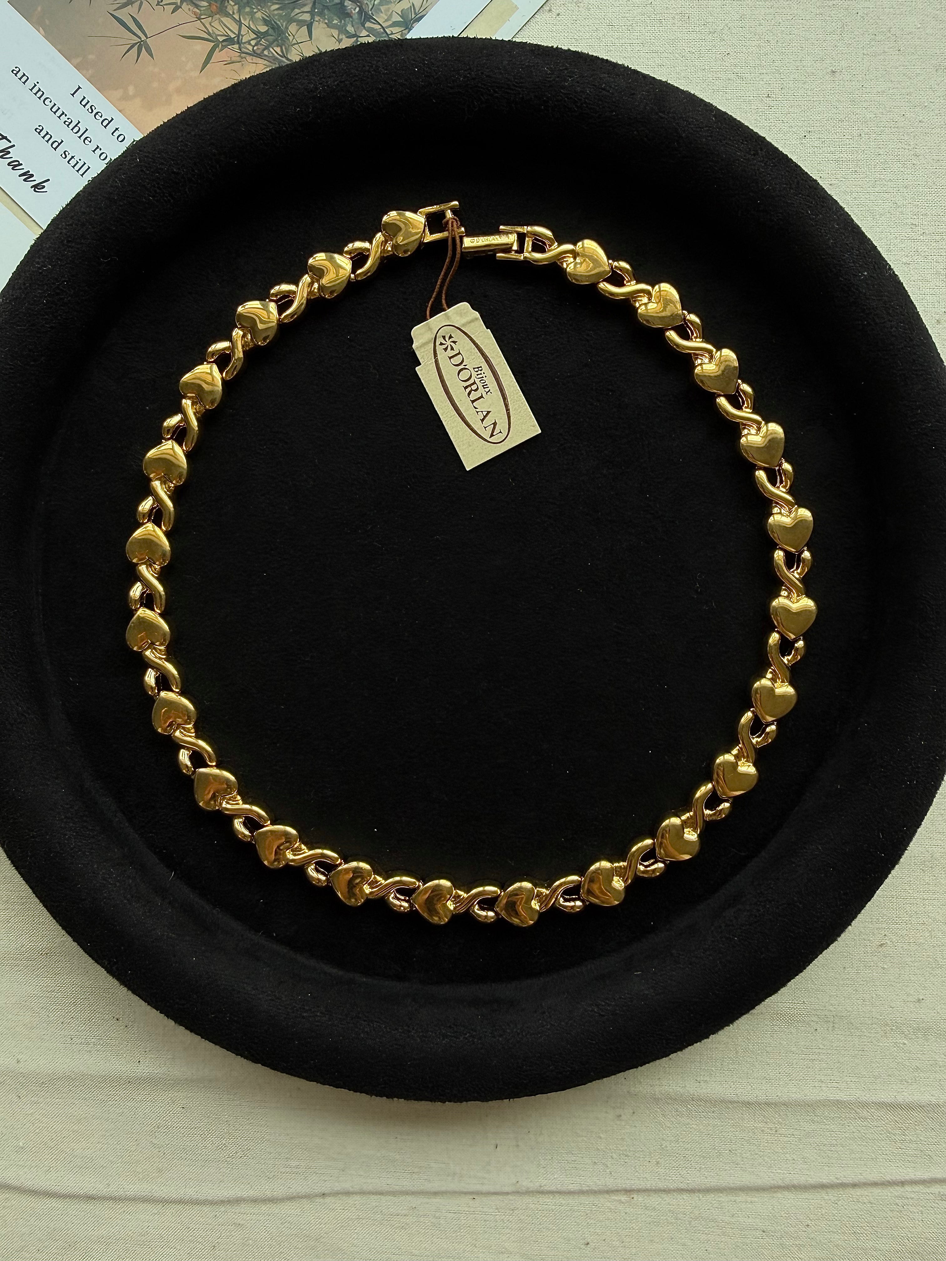 D’ORLAN Vintage Heart Choker – 22K Gold Plated Vintage New (Old Stock)