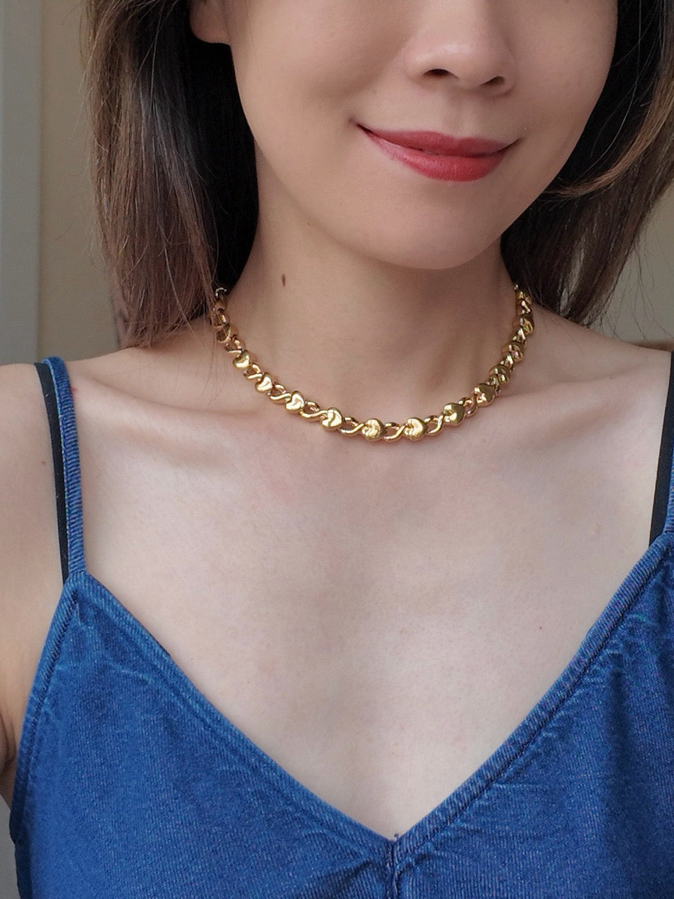 D’ORLAN Vintage Heart Choker – 22K Gold Plated Vintage New (Old Stock)
