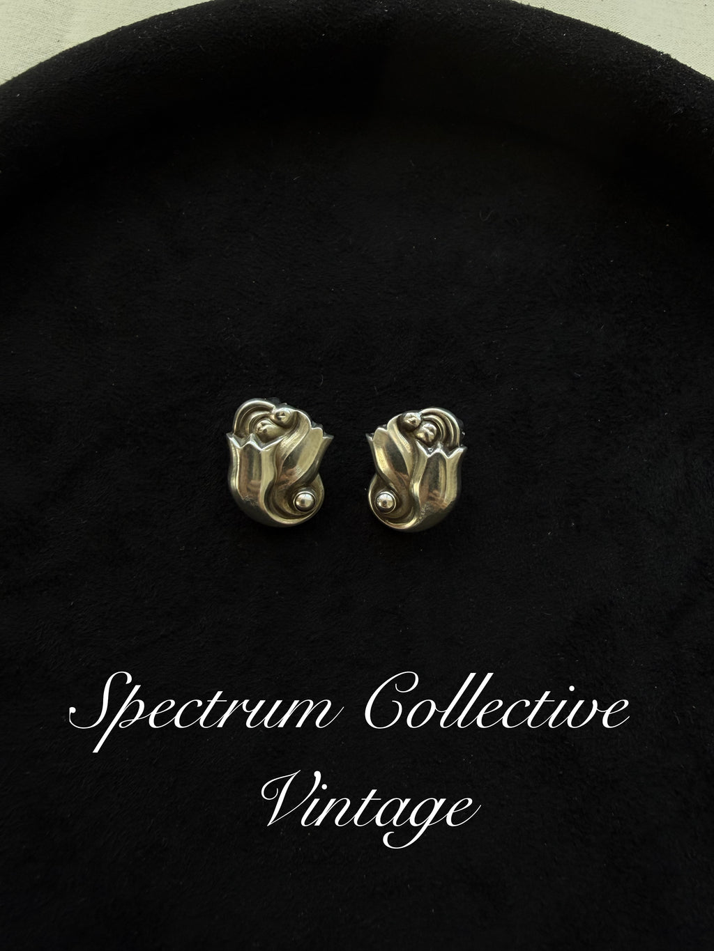 Georg Jensen 100A Tulip Clip Earrings – Vintage Sterling Silver Earrings