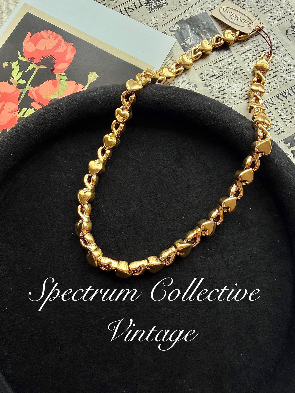 D’ORLAN Vintage Heart Choker – 22K Gold Plated Vintage New (Old Stock)