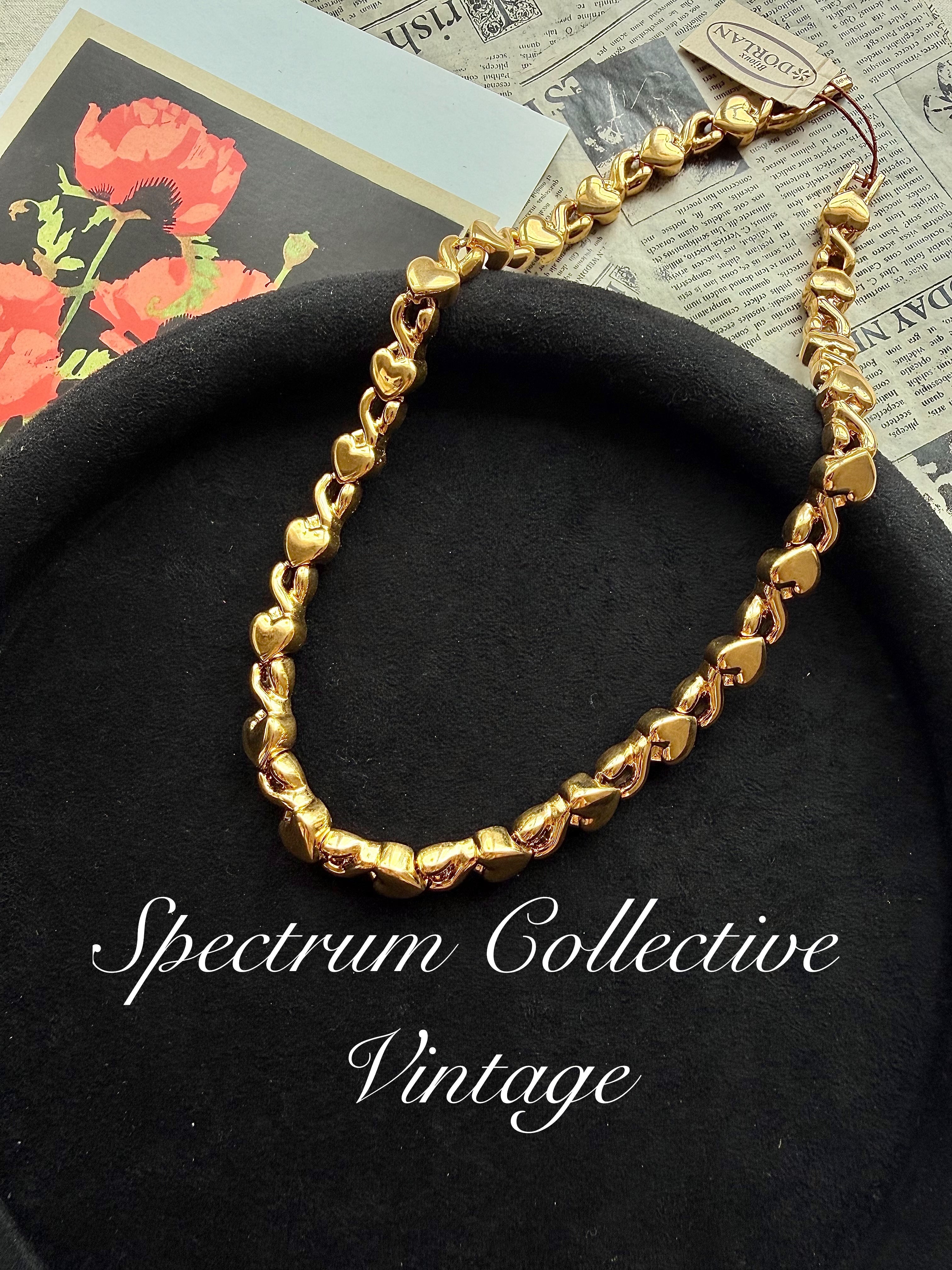 D’ORLAN Vintage Heart Choker – 22K Gold Plated Vintage New (Old Stock)