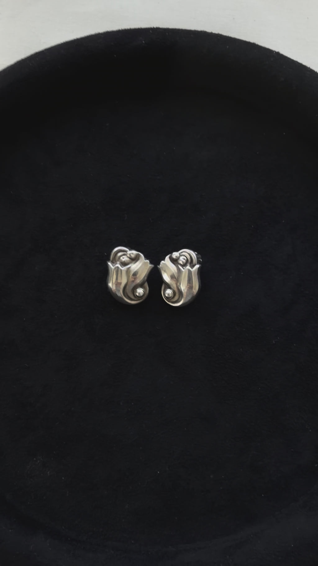 Georg Jensen 100A Tulip Clip Earrings – Vintage Sterling Silver Earrings