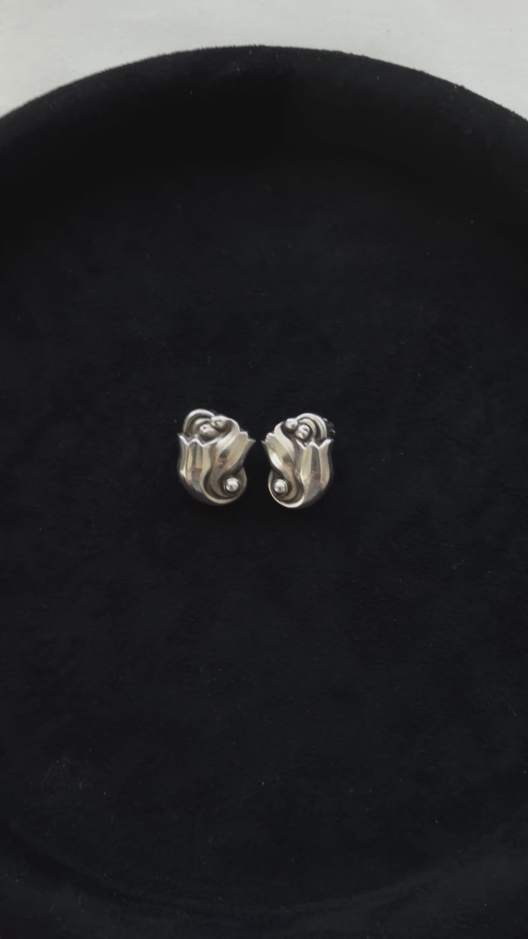 Georg Jensen 100A Tulip Clip Earrings – Vintage Sterling Silver Earrings