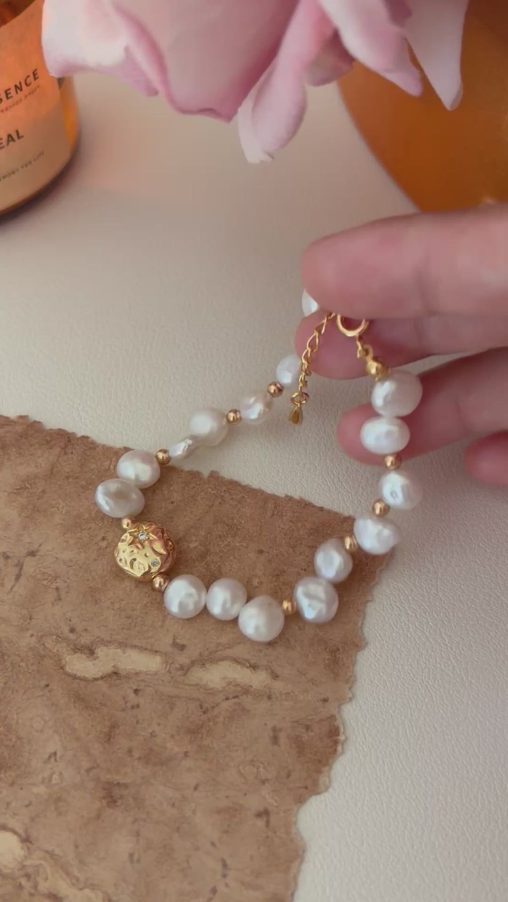 Celestial Coin Baroque Pearl Necklace & Bracelet – 18K Gold Plated S925 Sterling Silver Vintage Styl